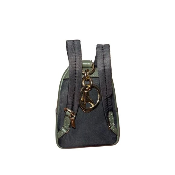 Coach Mini Court Backpack Keychain Bag Charm - Brown Canvas/Green Leather - Picture 4 of 4